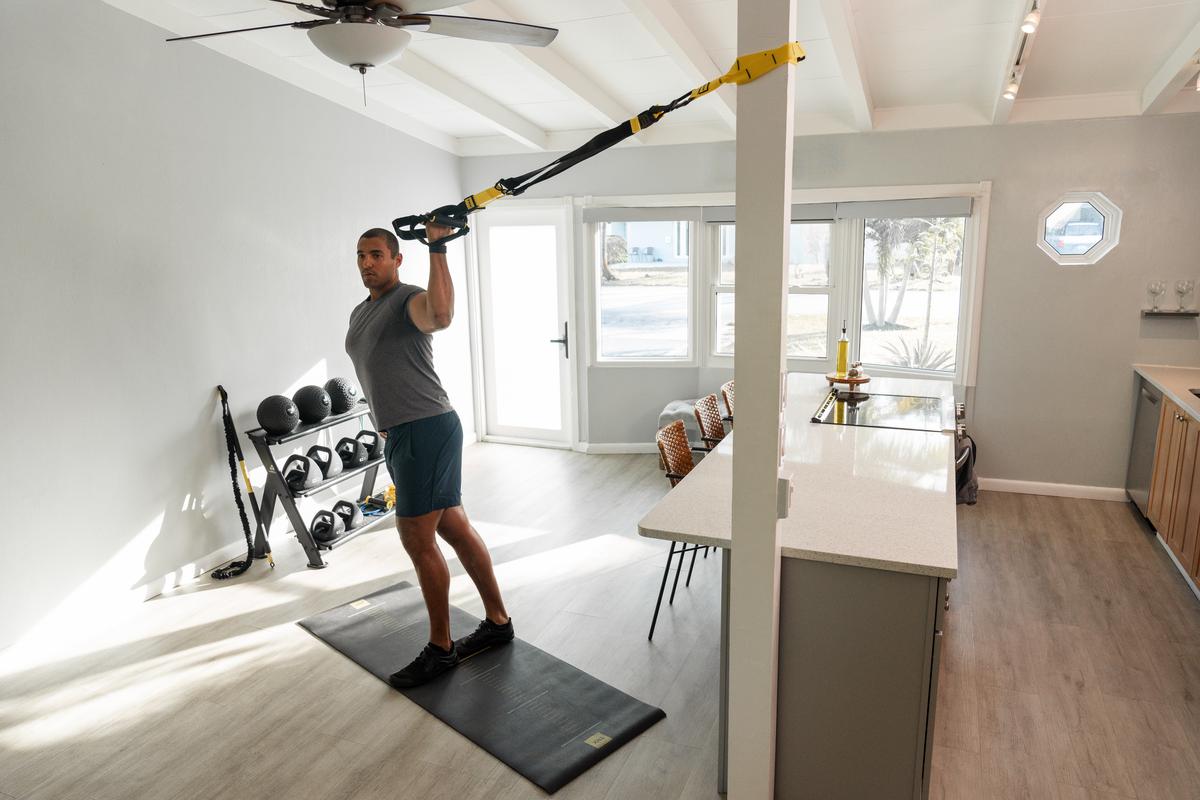 person working out from home