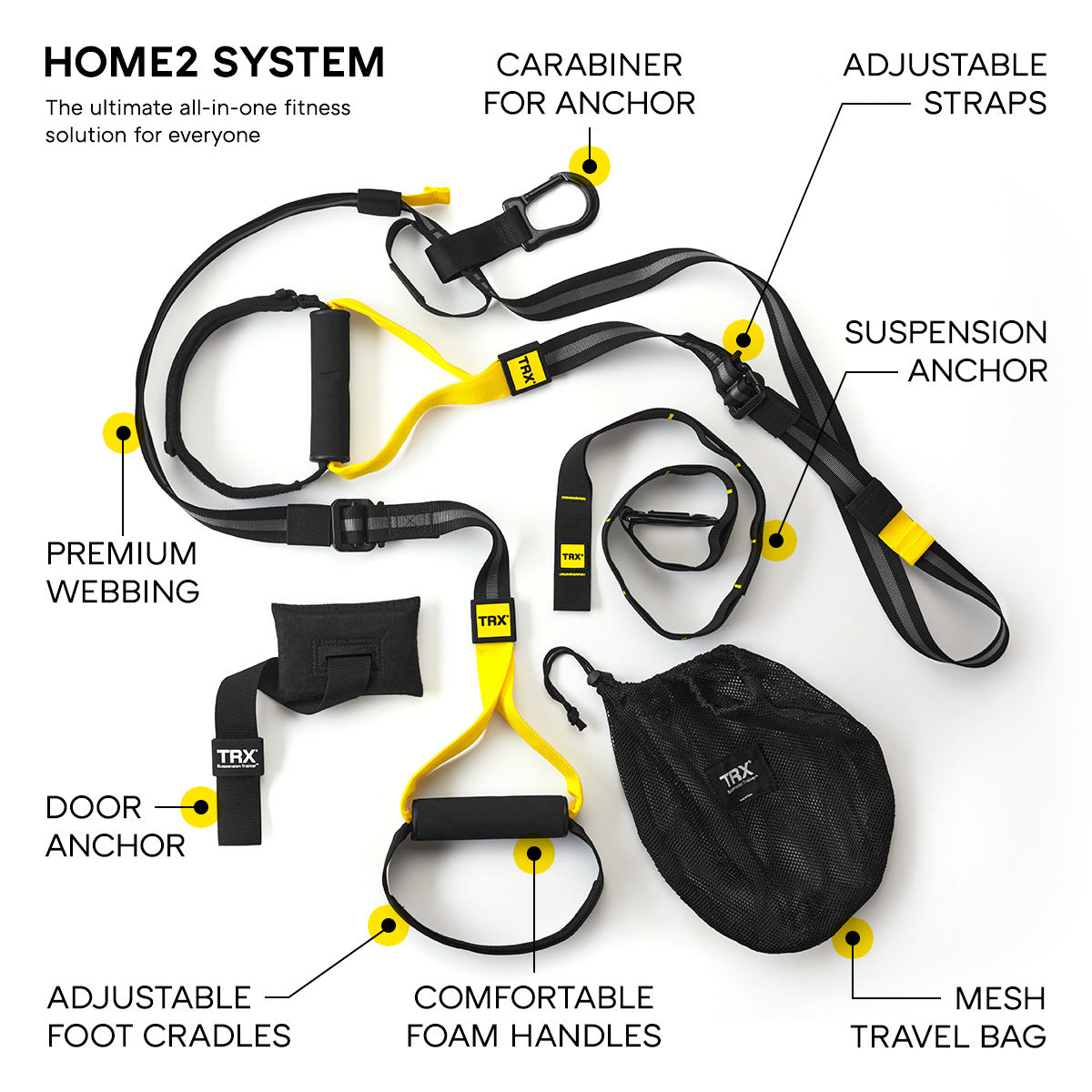TRX Workout Straps Suspension Trainer Kit Bodyweight Fitness P3-3 Home GYM