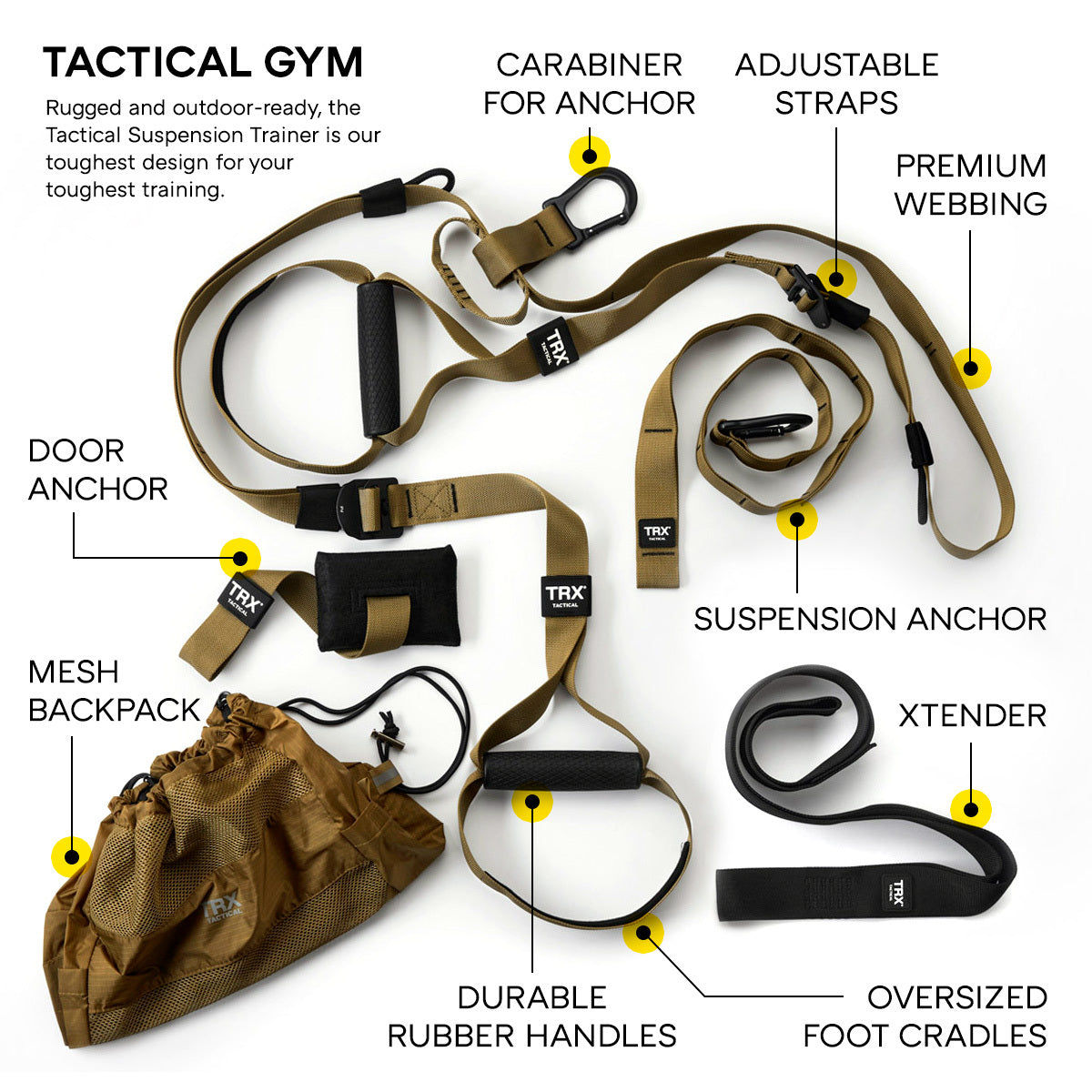 TRX Tactical Gym, Tactical Suspension-Trainer Gym Kit, Fitness Training  Designed for Military Veterans, Home Gym System with Exercise Straps